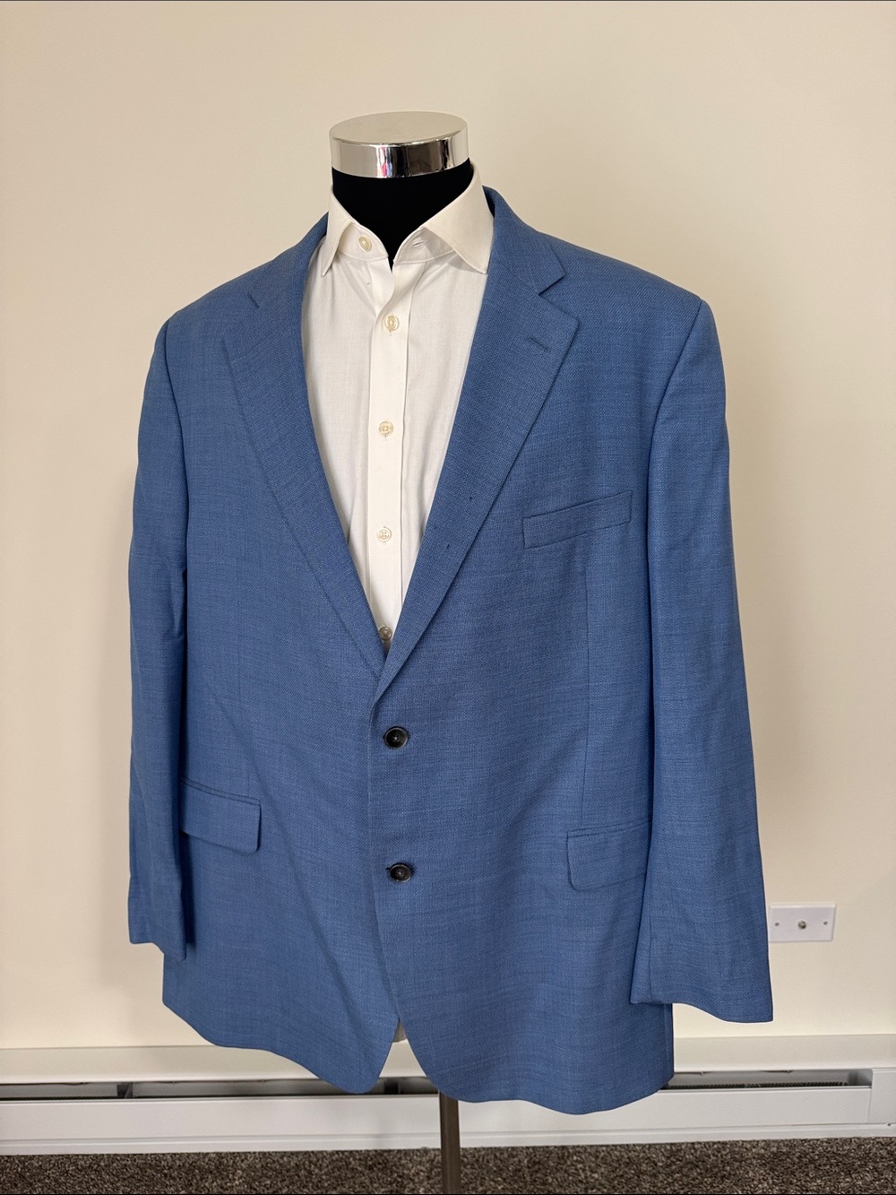 Jack Victor mens 50L blue textured wool 2-button sport coat